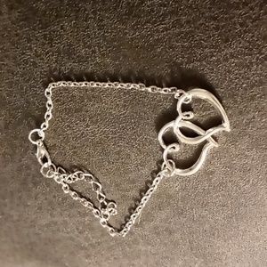Cute double heart silver bracelet